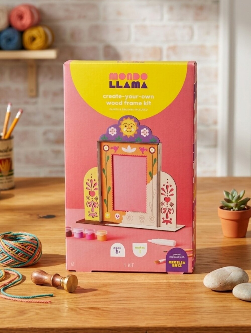 Mondo Llama Create-Your-Own Wood Frame Kit - Pink & Yellow